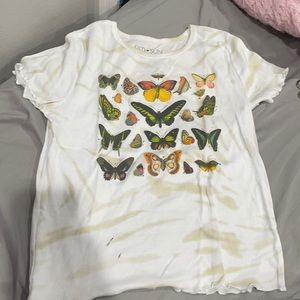 Butterfly shirt with cream tie dye